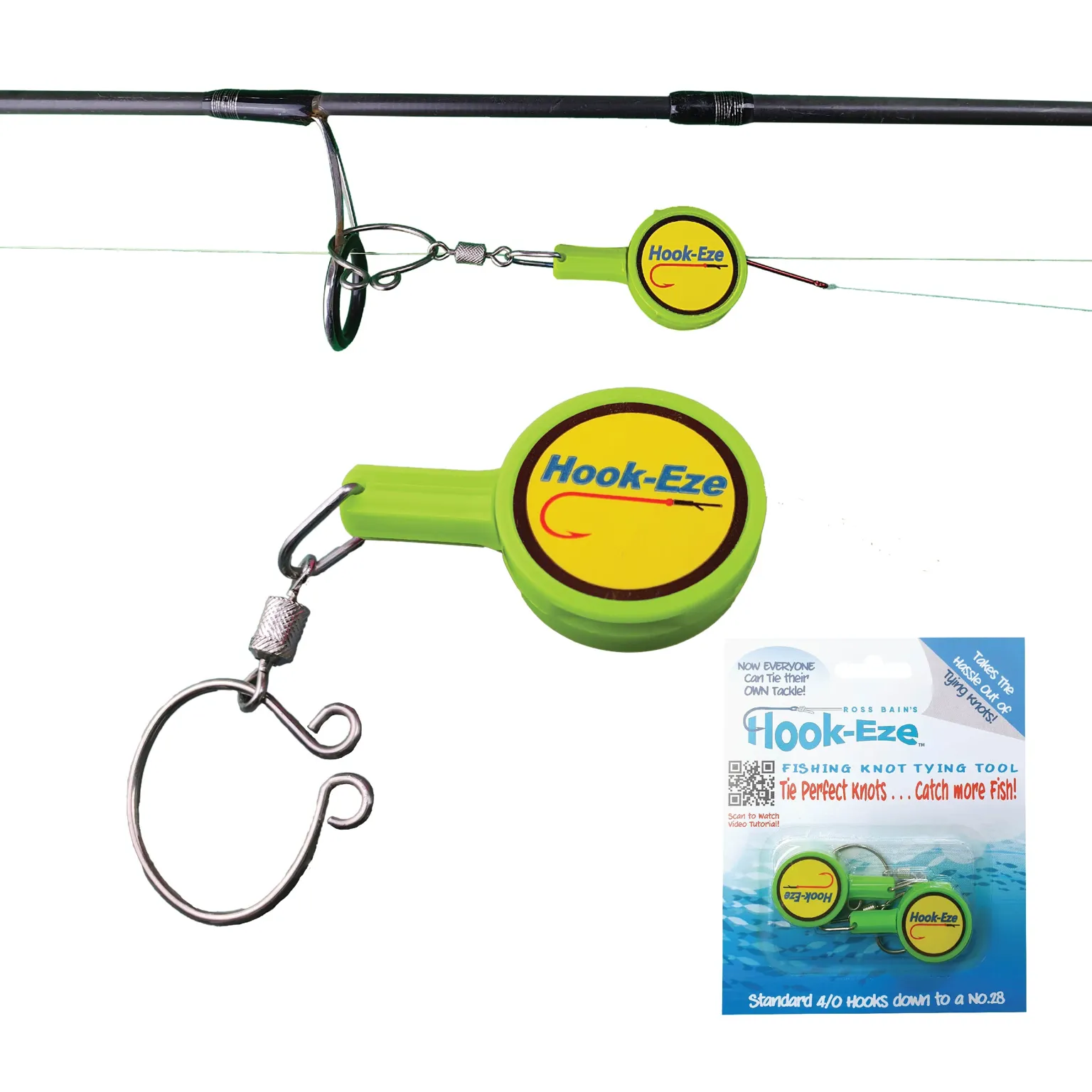 HookEze Fishing Knot Tying Tool (Standard) | Pack of 2 | Green